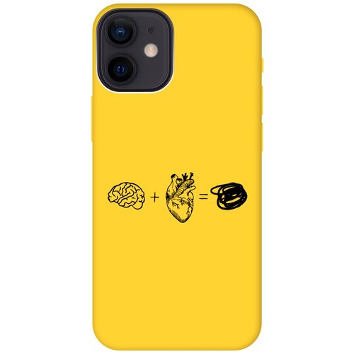 Силиконовый чехол на Apple iPhone 12 Mini / Эпл Айфон 12 мини с рисунком Brain Plus Heart Soft Touch желтый силиконовый чехол на apple iphone 12 mini эпл айфон 12 мини с рисунком brain off soft touch желтый