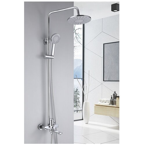 Душевая система со смесителем и тропическим душем/стойка MYNAH хром.