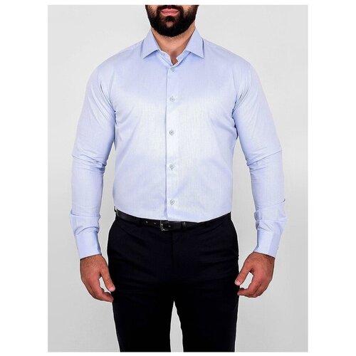 фото Рубашка мужская длинный рукав greg 223/191/8249/z_gb, полуприталенный силуэт / regular fit, цвет голубой, рост 174-184, размер ворота 44