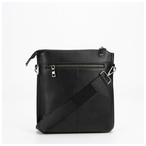 фото Сумка мужская на молнии, наружный карман, длинный ремень, цвет чёрный magic store