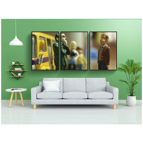 фото Набор модулных постеров для интерьера "цифры, игрушка, автобус" 60x90 см. в тубусе, без рамки lotsprints