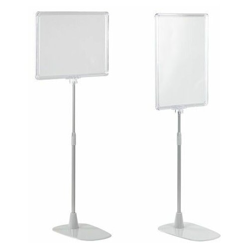 Стойка-инфодержатель напольная комплект 2 шт, А4 (высота трубки до 55 см) прозрачная, 202356