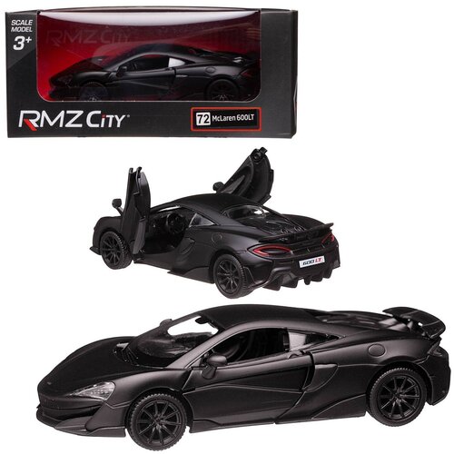 Машина металлическая RMZ City 1:32 McLaren 600LT, черный матовый цвет, двери открываются машина металл rmz city 1 64 mclaren 600lt б мех оранжевый матовый цвет 344985sm a