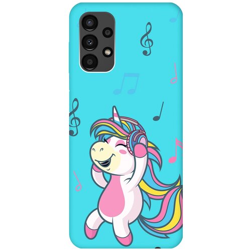 Матовый чехол Musical Unicorn для Samsung Galaxy A13 4G / Самсунг А13 4Г с 3D эффектом бирюзовый матовый чехол musical unicorn для samsung galaxy a13 5g самсунг а13 с 3d эффектом розовый