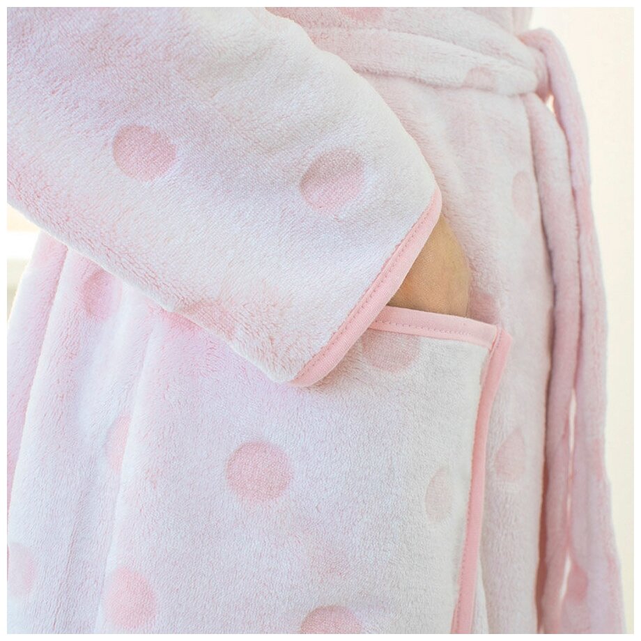 Халат ОТК удлиненный, длинный рукав, пояс, капюшон, карманы, размер 50-52, розовый - фотография № 2
