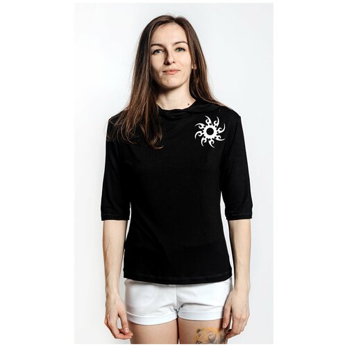 фото Лонгслив женский черный с принтом лев из линейки анархия godis/48 ип бардышев алексей валентинович