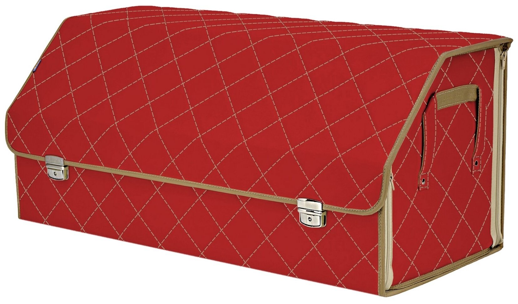 Органайзер-саквояж в багажник "Союз Премиум" (размер XXL). Цвет: красный с бежевой прострочкой Ромб.
