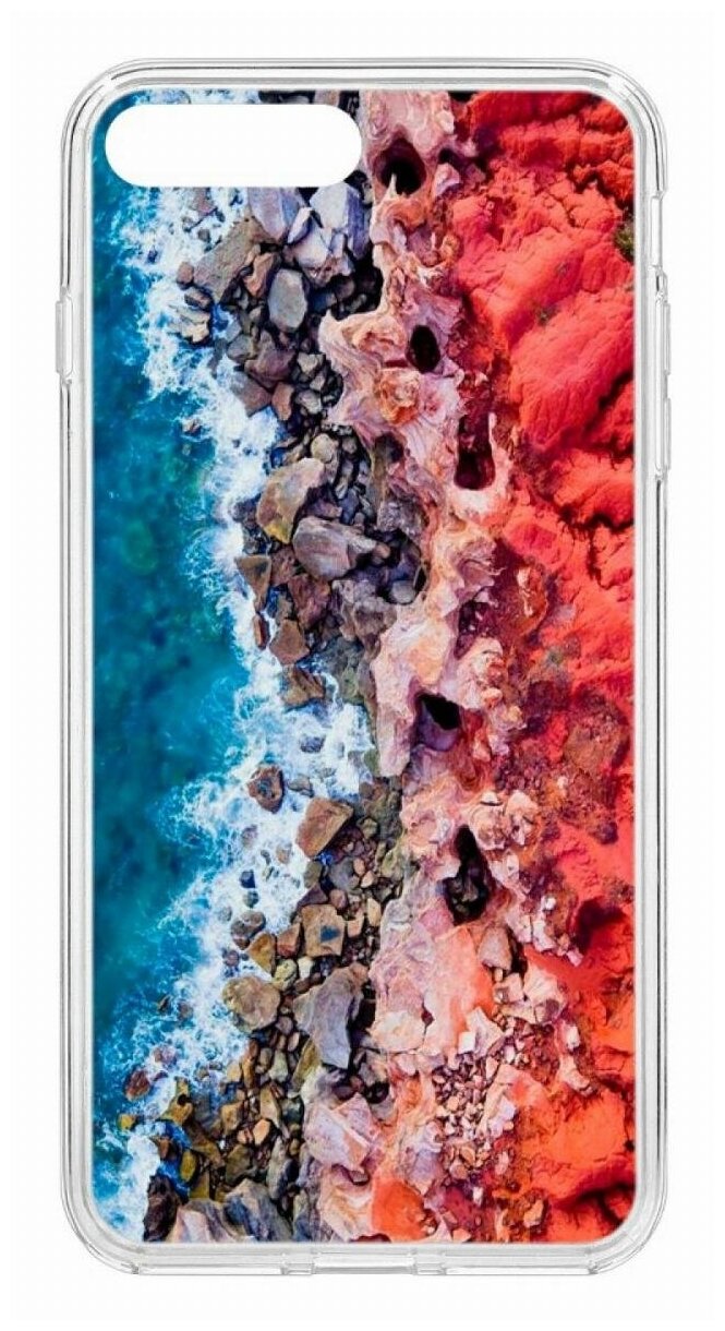 Чехол для iPhone 7 Plus/8 Plus Kruche Print Морской берег,противоударная пластиковая накладка с рисунком,защитный силиконовый бампер с защитой камеры