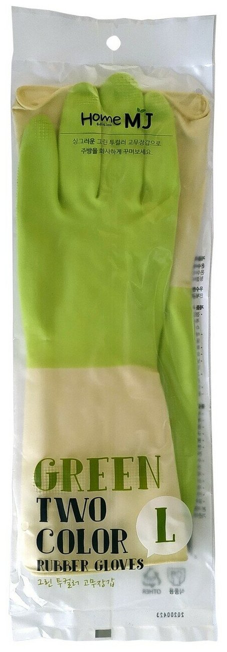фото Myungjin Перчатки латексные хозяйственные двухцветные размер L - Rubber glove two tone, 1пара