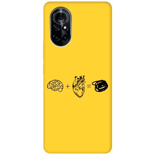 Силиконовый чехол на Huawei Nova 8, Хуавей Нова 8 Silky Touch Premium с принтом Brain Plus Heart желтый силиконовый чехол на huawei nova 8 хуавей нова 8 silky touch premium с принтом sarcasm element желтый