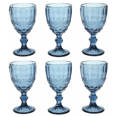 Набор бокалов для вина узор, 340 мл, 6 шт, розовый