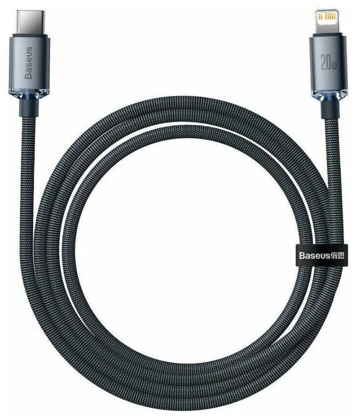 Кабель Baseus Crystal Shine Series Fast Charging Data Cable Type-C to Lightning 20W 1.2m Black (CAJY000201) — фото 1