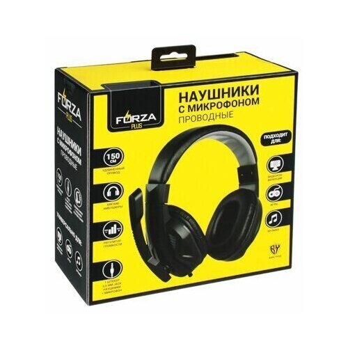 FORZA Наушники накладные с микрофоном кабель 150см с регулятором громкости черно-серые пластик 410-048 999₽