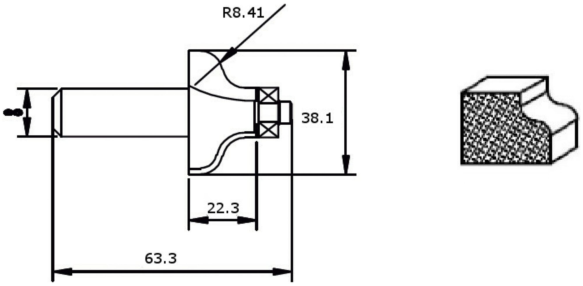 Фреза RedVerg HM кромочная профильная G 38.1х22.3х8.41х63.3мм (840761) - фото №2