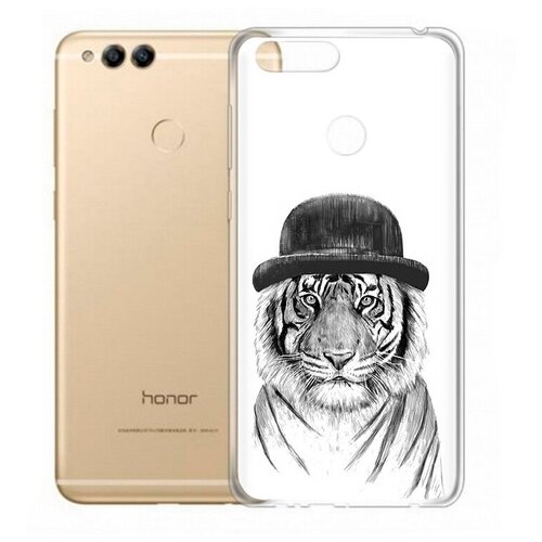 Чехол задняя-панель-накладка-бампер MyPads тигр британец для Huawei Honor 7X противоударный