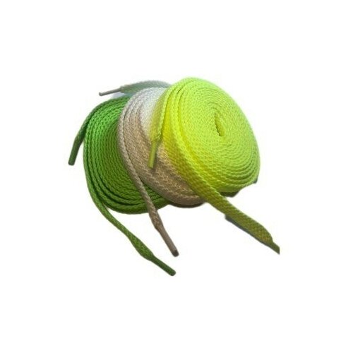 Шнурки плоские 100см, 3 пары (6 штук) белые. салатовые. желтые