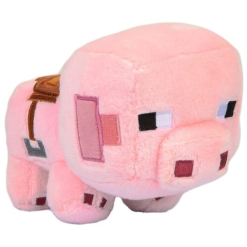 Мягкая игрушка Jinx Minecraft Happy Explorer Saddled Pig, 16 см, розовый papillon пищащий поросенок grunting smiling pig для собак латекс 16 см