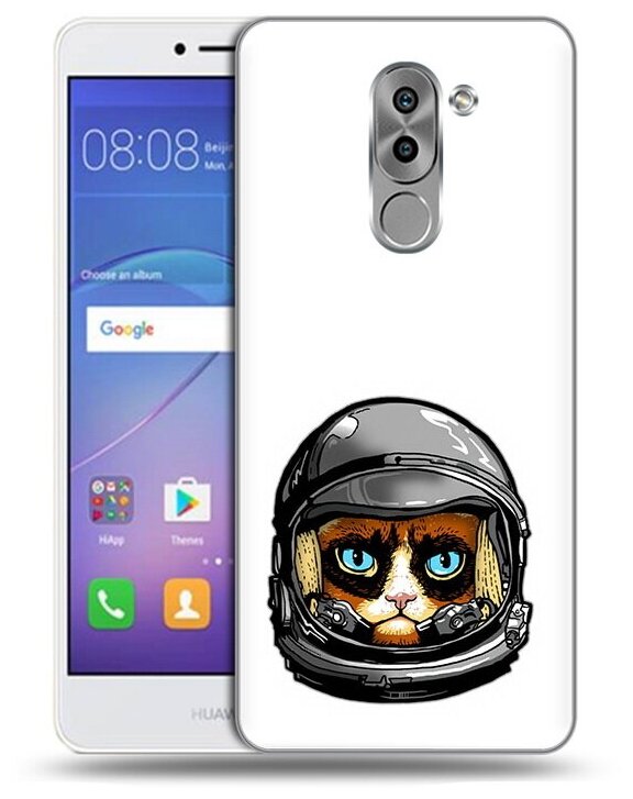 Чехол задняя-панель-накладка-бампер MyPads кот космонавт для Huawei Honor 6X (BLN-AL10) 5.5 противоударный