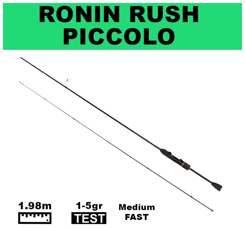 Ультралайт спиннинг на форель / окуня RONIN RUSH PICCOLO 662UL-T, 1.98m, 0.5-6gr