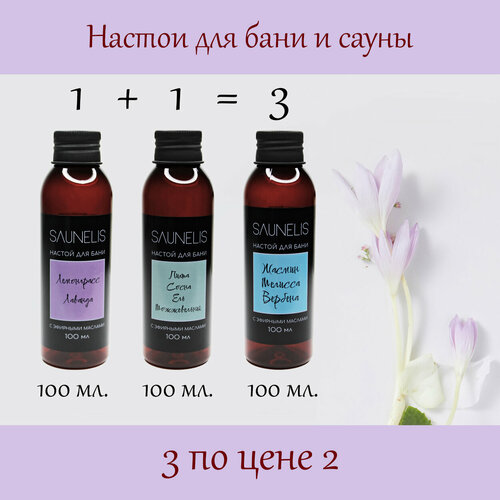 Набор №5 «Настои для бани и сауны с эфирными маслами», 100 мл, 3 шт. SAUNELIS