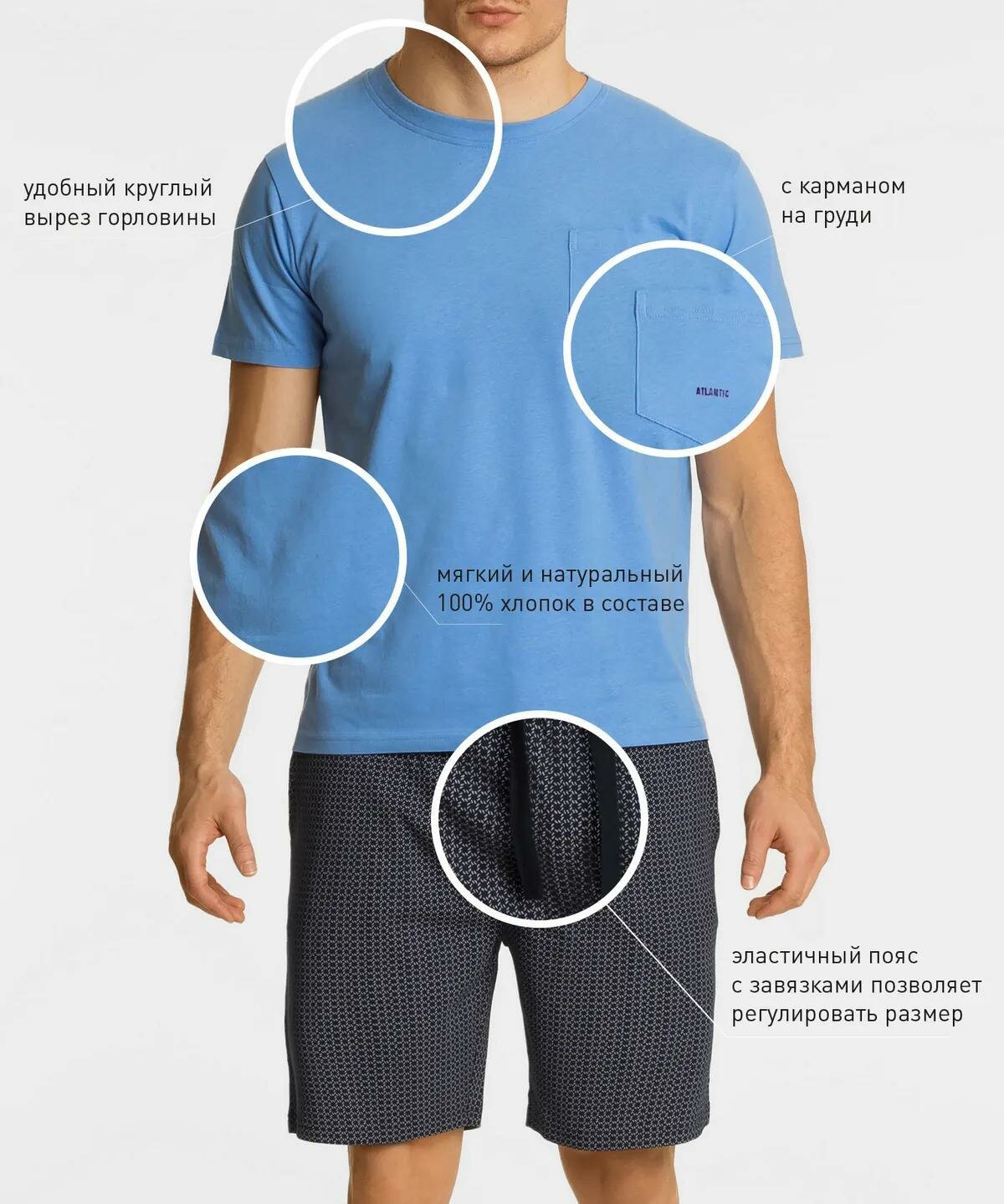 NMP-362 Пижама мужская Atlantic - размер: L, цвет: Голубой - фотография № 5