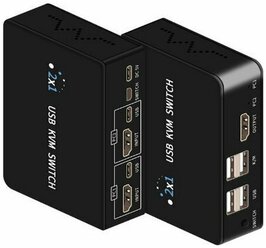 HDMI KVM переключатель 2х1 поддержка 4K60Hz + 2USB порта