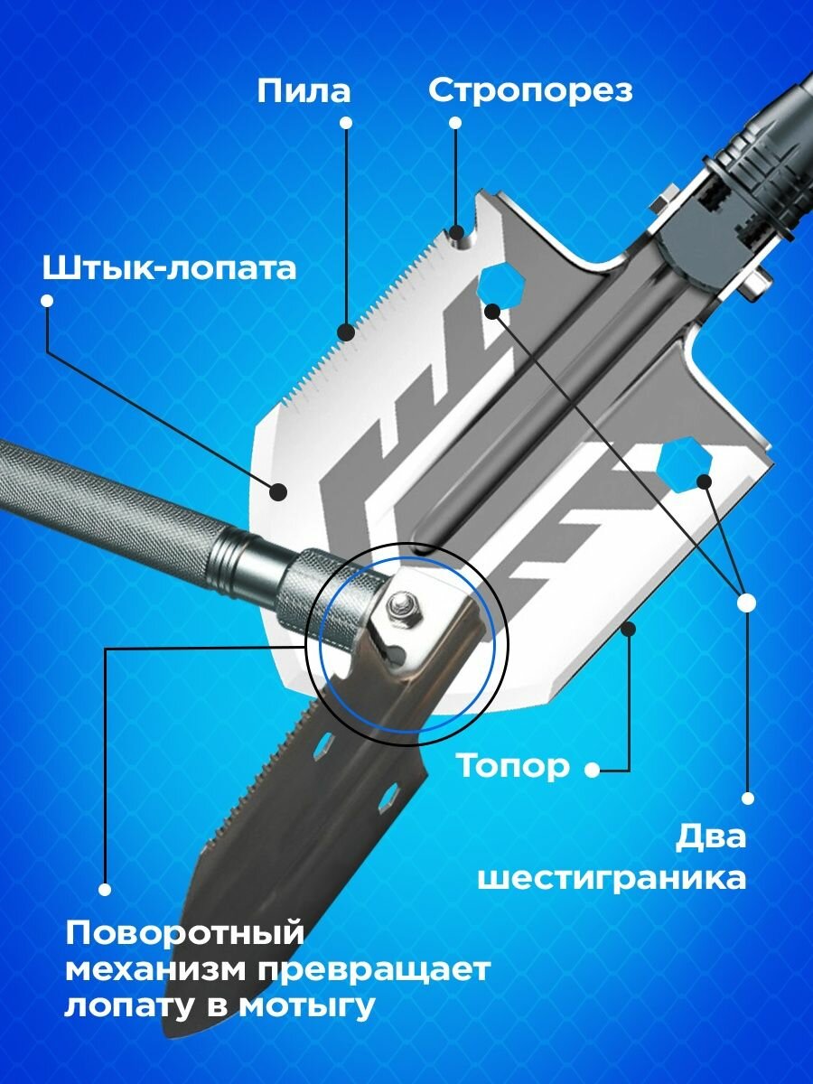 Лопата мультитул многофункциональная складная штыковая - фотография № 5