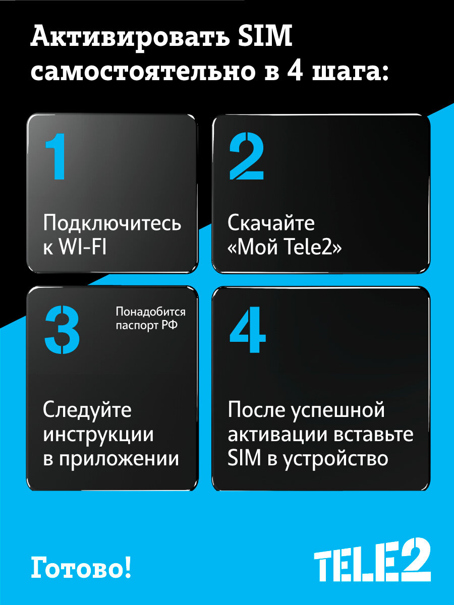 Sim-карта Tele2 для Московской области баланс 650 рублей