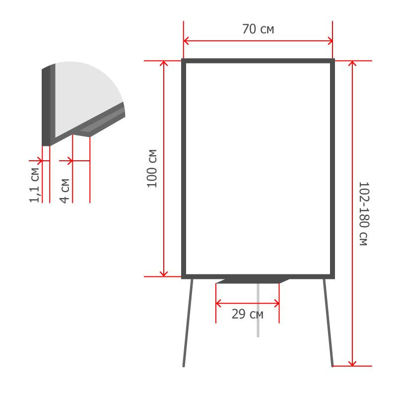 Флипчарт Attache Economy 70x100 на треноге , рама ПВХ