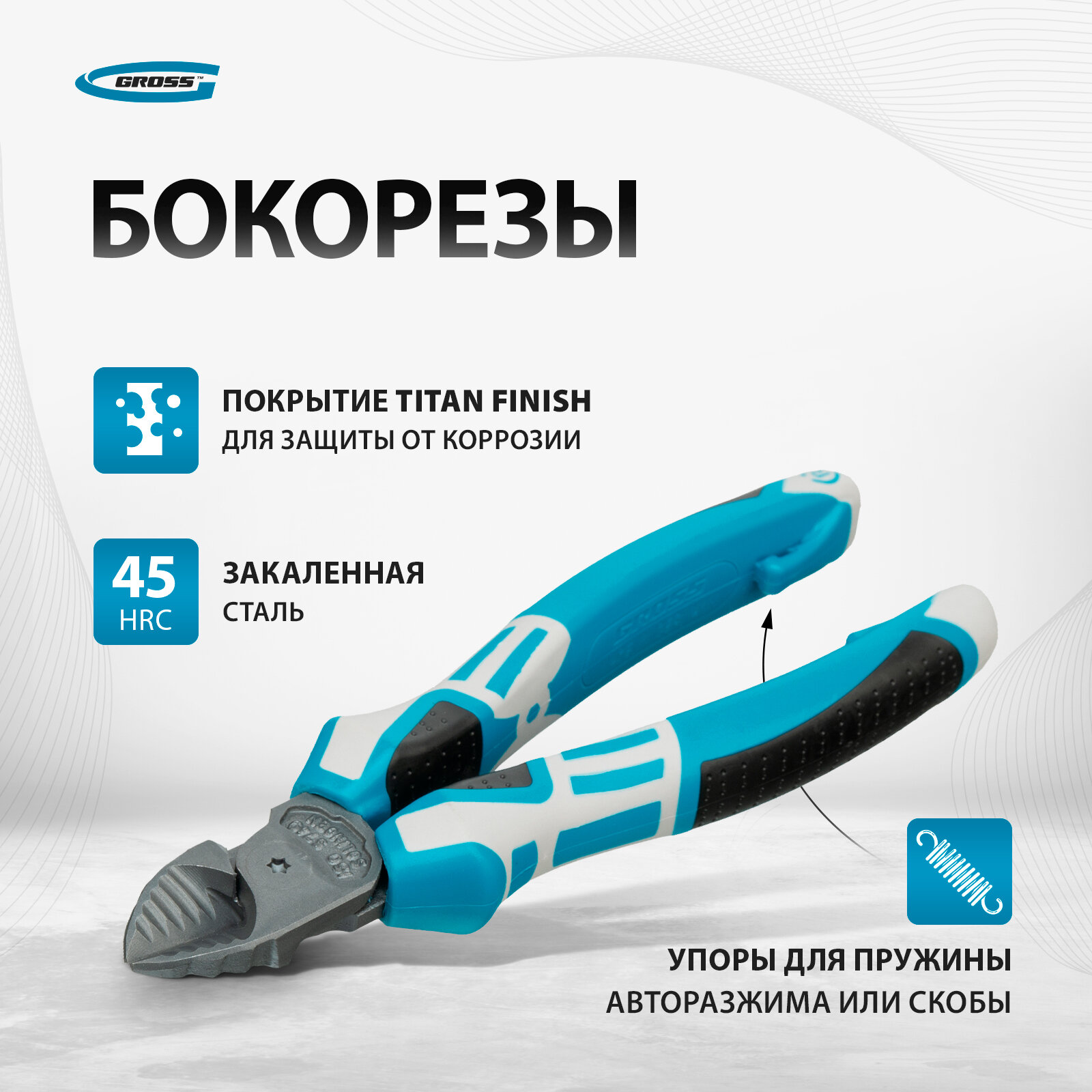 Бокорезы Gross 17571 160 мм бирюзовый