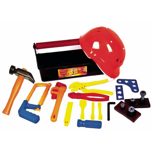 Набор инструментов детский для сюжетно-ролевой игры KINDER WAY строитель каска, отвёртка детская, чемоданчик