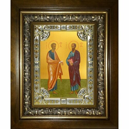 Икона Петр и Павел апостолы, 18x24 см, со стразами, в деревянном киоте, арт вк-3514
