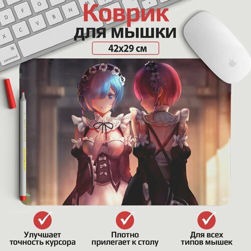 Коврик для мыши Re Zero - Рем и Рам 42*29 см. Арт. KOW0384