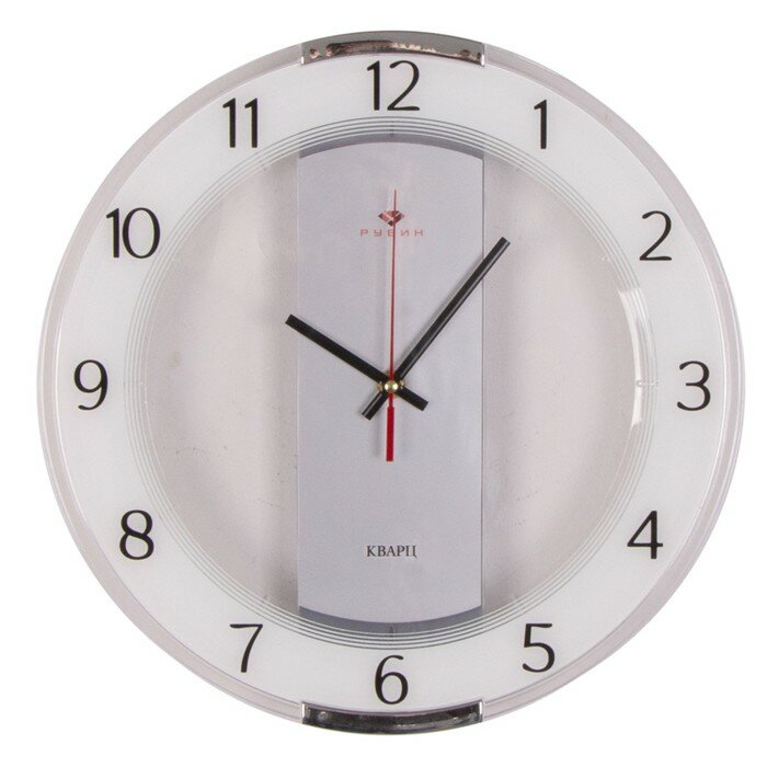 Рубин Часы настенные, интерьерные, d-34 см, корпус прозрачный