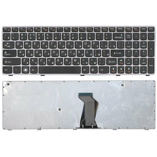 Клавиатура для ноутбука Lenovo IdeaPad B570 B580 V570 Z570 Z575 B590 черная с серой рамкой клавиатура для ноутбука lenovo ideapad y570 черная с рамкой