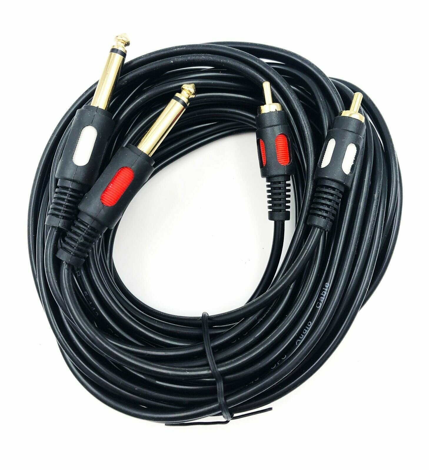 Шнур 2 х 6.3 мм штекер моно - 2 x RCA штекер (5.0 метров) — фото 1