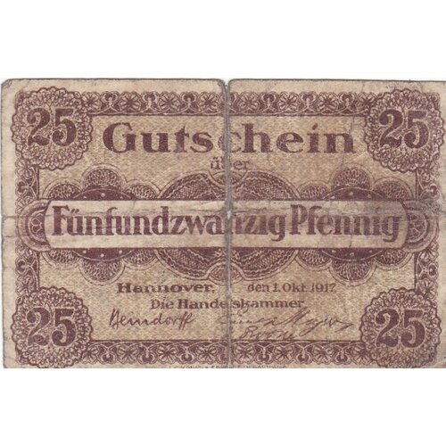 Германия (Германская Империя) Ганновер 25 пфеннигов 1917 г.