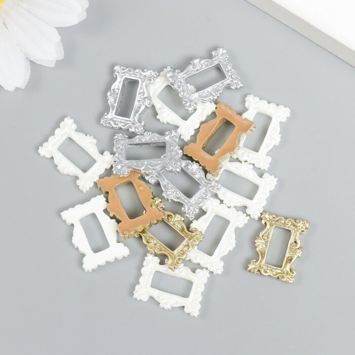 фото Декор для творчества пластик "Прямоугольная рамка" фасовка 15 шт микс 1,6х1,1 см(15 шт.)