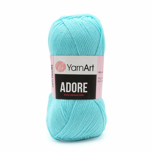 Пряжа YarnArt Adore 100 г, 280 м (100% акрил с эффектом анти-пиллинга), 7730460_342 светло-бирюзовый, 5 шт