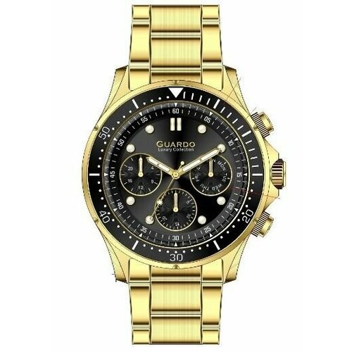 Наручные часы Guardo 12748-5, черный, золотой