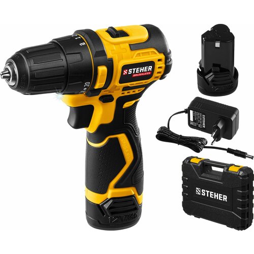 STEHER 12 В 40 Нм 2 АКБ 2 Ач бесщеточная дрель-шуруповерт кейс CDB-120-2 832500₽