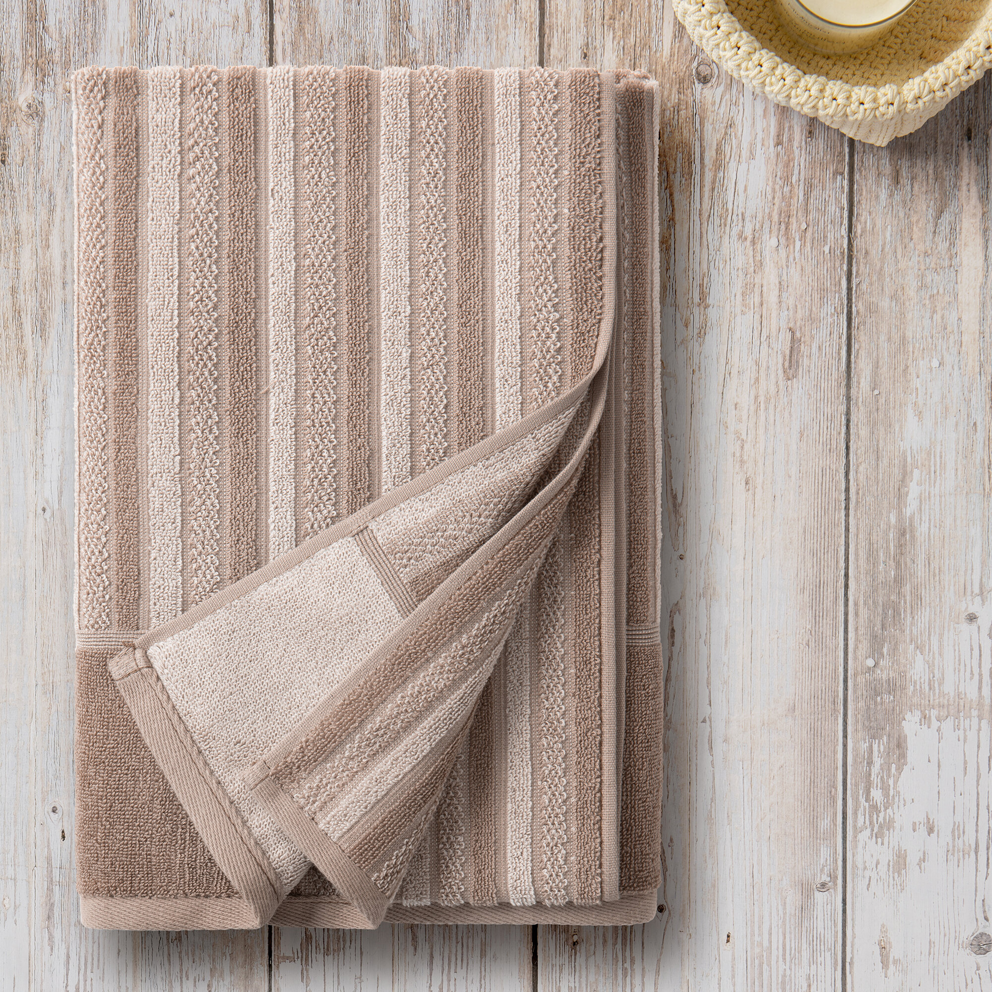 фото Полотенце махровое банное для ванны лица рук тела Самойловский Текстиль 70х140 Сиена 3, плотность 420гр/м2, Цвет Мокко, светло бежевый, хлопок 100%