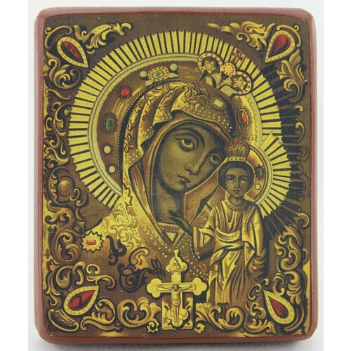 Икона Божией Матери Казанская, деревянная иконная доска, левкас, ручная работа (Art.1701Mмм)