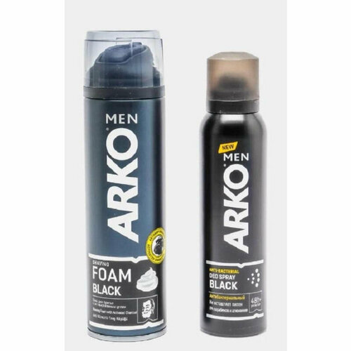 Подарочный набор ARKO пена д/бр Anti-Irritation 200мл, дезодор. Black 150 мл дезодорант для обуви olvist с антибактериальным эффектом 150 мл