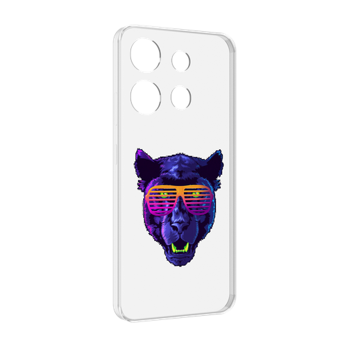 Чехол MyPads фиолетовая пума в очках для Infinix Smart 7 задняя-панель-накладка-бампер