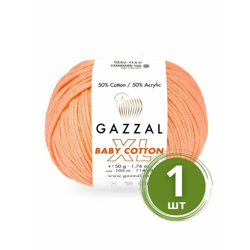 Пряжа Gazzal Baby Cotton XL (Беби Коттон XL) - 1 моток Цвет: 3465 Св. терракот 50% хлопок, 50% акрил, 50 г 105 м