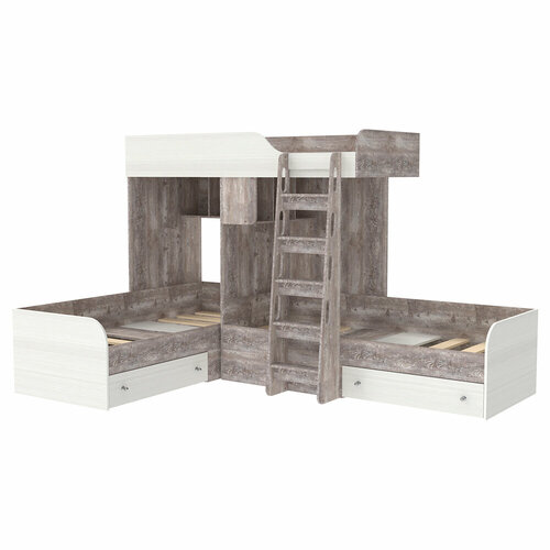 Кровать чердак Трио Бетон Белое Дерево