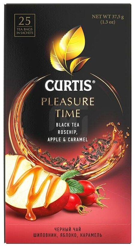 Чай черный в пакетиках CURTIS "Pleasure Time" 25 пакетиков, c шиповником, яблоком и ароматом карамели, мелколистовой - фотография № 19