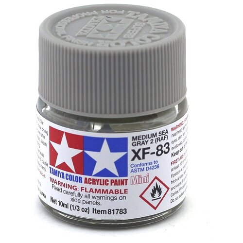 эмаль xf 20 medium grey flat enamel paint 10 ml средне серый матовый tamiya 80320 Tamiya XF-83 Medium sea gray 2 (RAF), Средний морской серый, Матовый, Краска акриловая, 10мл