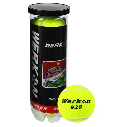 Мяч теннисный WERKON 929 в тубе, набор 3 шт мяч теннисный wilson triniti уп 3 шт арт wrt125200